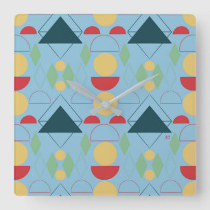 Mid Century Mod Geometric Blue  Square Wall Clock