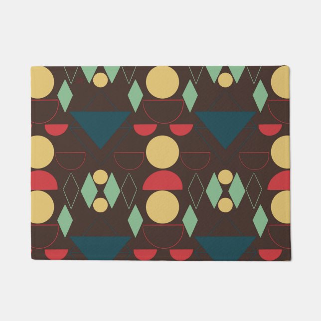 Mid Century Mod Geometric Brown  Doormat (Front)