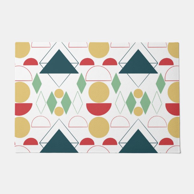 Mid Century Mod Geometric Colourful  Doormat (Front)