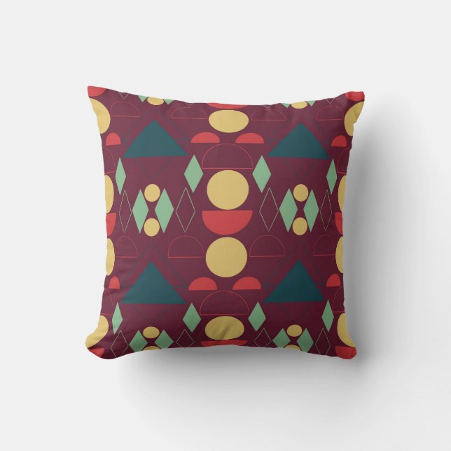 Mid Century Mod Geometric Fuchsia Cushion (Front)