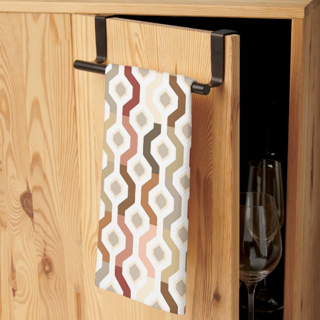 Mid Century Mod Geometric Link Pattern Tea Towel (Thirds Fold)