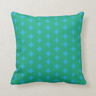 Mid Century Mod Geometric Pattern - Green and Blue Cushion