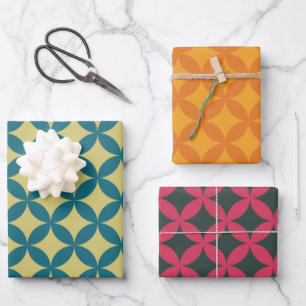 Mid-Century Mod Geometric Retro Modern Colourful Wrapping Paper Sheet