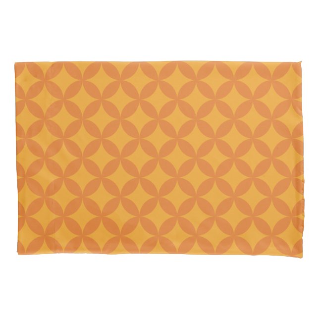 Mid-Century Mod Geometric Retro Modern Orange Sun Pillowcase (Front)