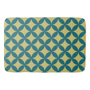 Mid-Century Mod Geometric Retro Modern Teal Green Bath Mat
