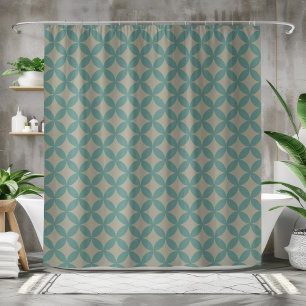 Mid-Century Mod Geometric Retro Modern Turquoise Shower Curtain