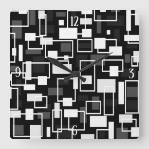 Mid Century Mod Geometric Square Wall Clock