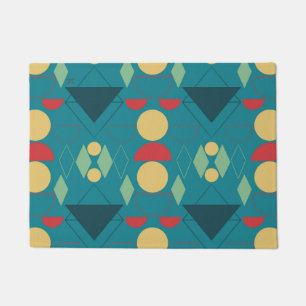 Mid Century Mod Geometric Turquoise Doormat