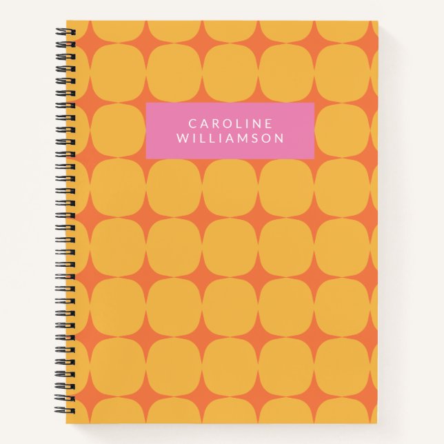 Mid Century Mod in Yellow and Orange Personalised Notebook (Front)