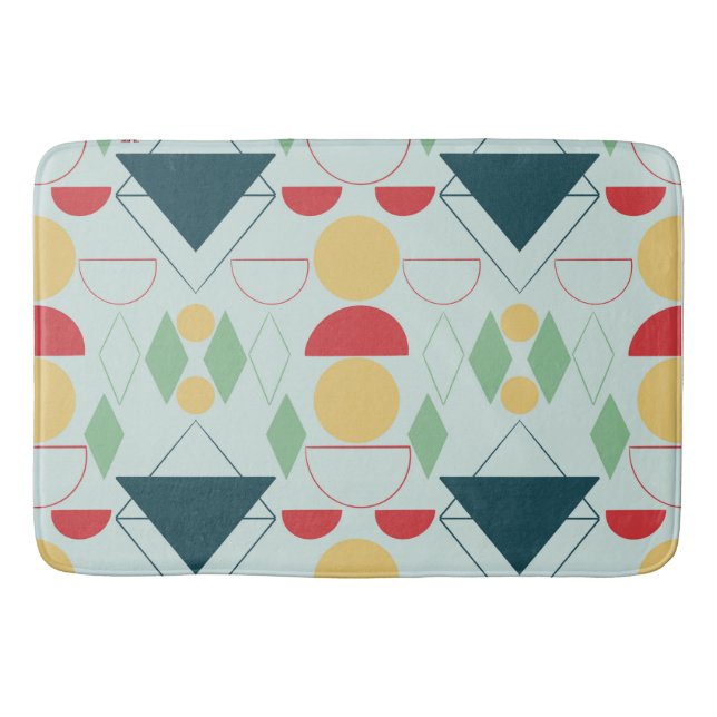 Mid Century Mod Mint Geometric  Bath Mat (Front)