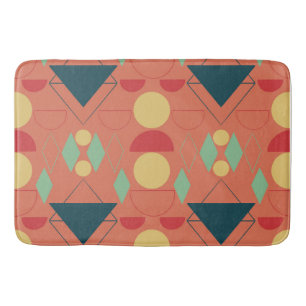 Mid Century Mod Orange Geometric  Bath Mat