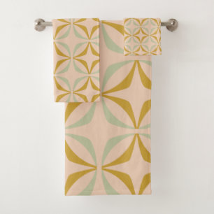 Mid Century Mod Pattern in Pastel Colours Bath Towel Set