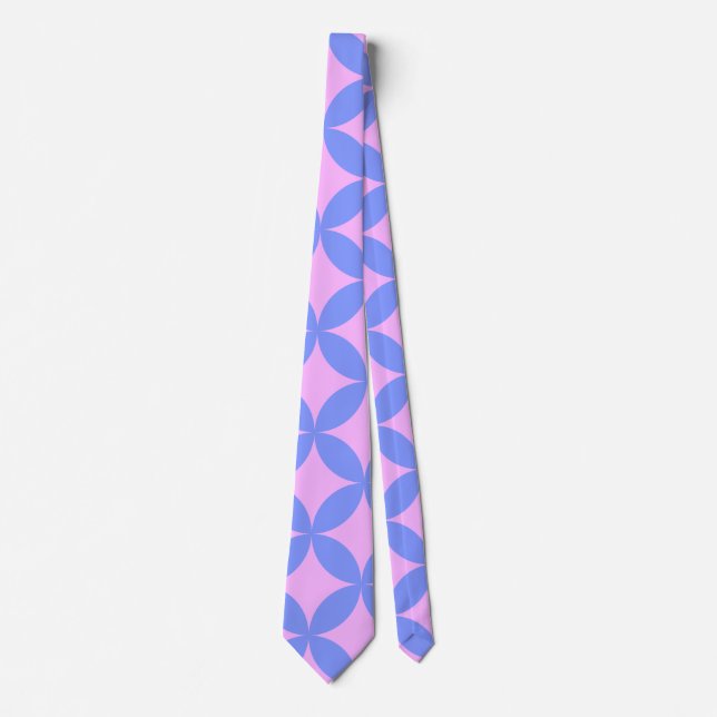 Mid Century Mod Pattern in Pink and Periwinkle Tie (Front)