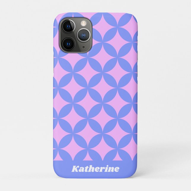 Mid Century Mod Pattern Pink Purple Personalised Case-Mate iPhone Case (Back)