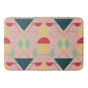 Mid Century Mod Pink Geometric  Bath Mat