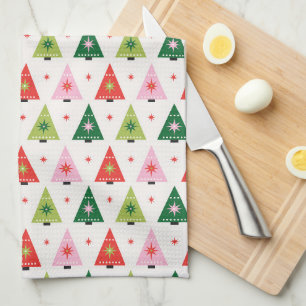 Mid-century mod Red and Green Christmas Tea Towel