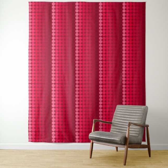 Mid- Century Mod Retro Circles in red tones Tapestry (In Situ)