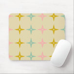 Mid Century Mod Stars in Vintage Colours Mouse Pad<br><div class="desc">A cute mid century modern pattern of retro stars in a vintage pastel colour palette of pink,  yellow,  and blue.</div>