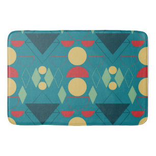 Mid Century Mod Turquoise Geometric  Bath Mat