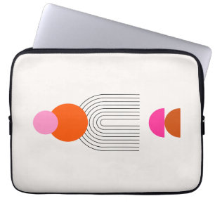 Mid Century Modern 03 Abstract Arch Pink Orange Laptop Sleeve