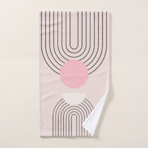 Mid Century Modern 06 Blush Pink Boho Arch Bath Towel Set
