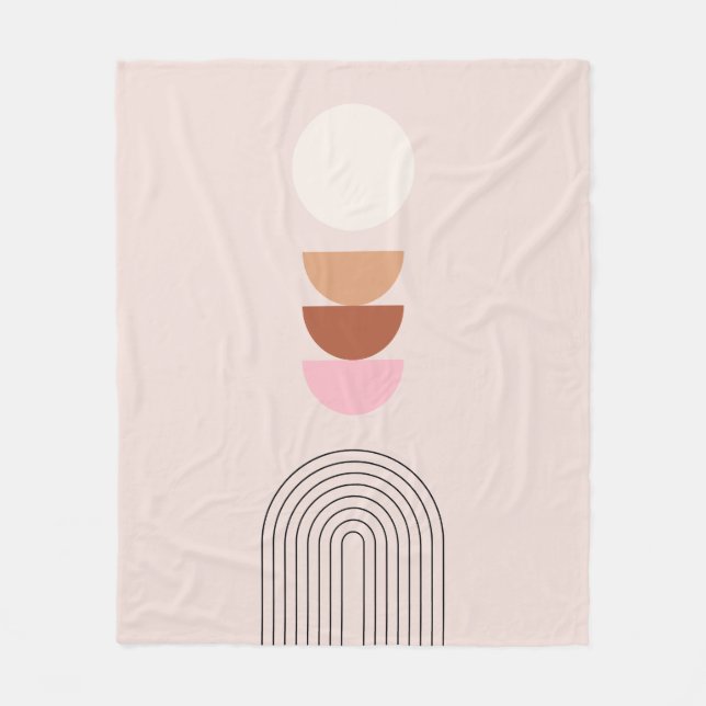 Mid Century Modern 08 Arch Blush Pink Fleece Blanket (Front)