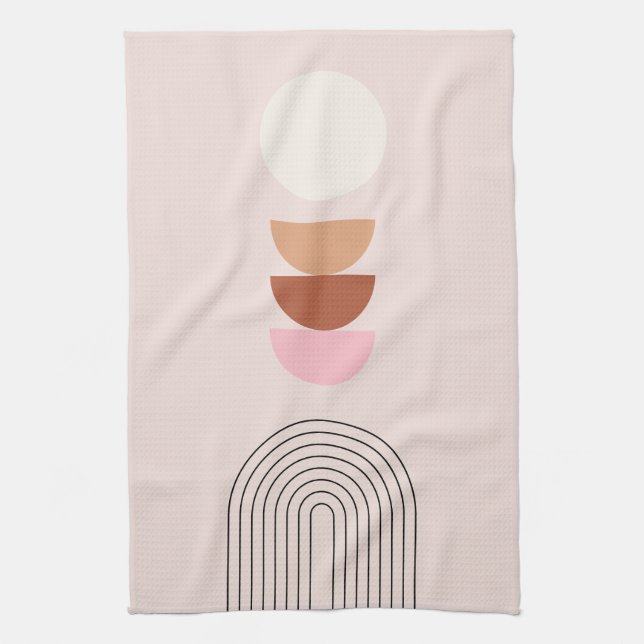 Mid Century Modern 08 Arch Blush Pink Tea Towel (Vertical)