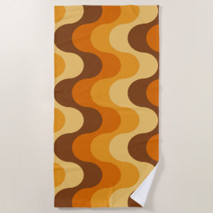 Mid Century Modern 1970s Wavy Stripe Pattern Beach Towel