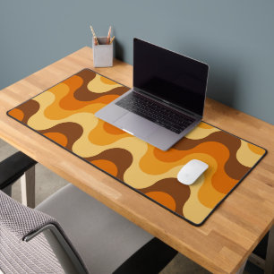 Mid Century Modern 1970s Wavy Stripe Pattern Desk Mat