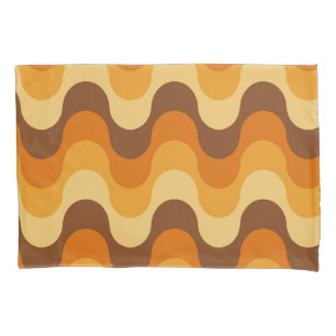 Mid Century Modern 1970s Wavy Stripe Pattern Pillowcase