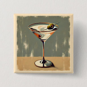 Mid Century Modern 1 Olive Martini Painting 15 Cm Square Badge