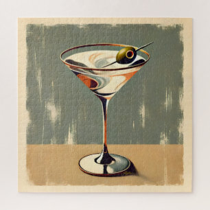 Mid Century Modern 1 Olive Martini Painting Jigsaw Puzzle