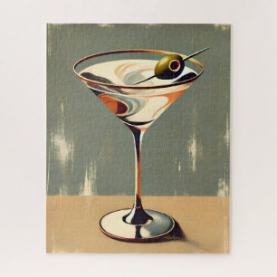Mid Century Modern 1 Olive Martini Painting Jigsaw Puzzle