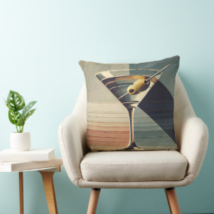 Mid Century Modern 2 Olive Martini Cocktail Hour Cushion