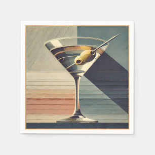 Mid Century Modern 2 Olive Martini Cocktail Hour Napkin
