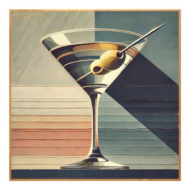Mid Century Modern 2 Olive Martini Cocktail Hour Photo Print (Front)