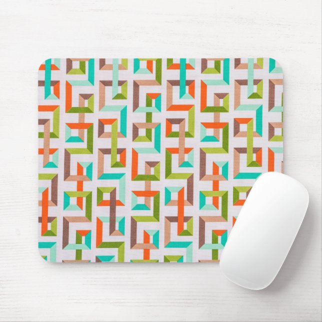 Mid-Century Modern 3D Geometric Maze Mouse Pad (With Mouse)