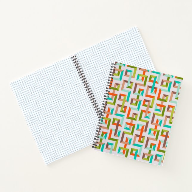 Mid-Century Modern 3D Geometric Maze Notebook (Inside)