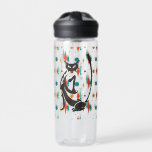 Mid Century Modern 50s Black Cool Cat  Water Bottle<br><div class="desc">This design may be personalised in the area provided by changing the photo and/or text. Or it can be customised by clicking Personalise this Template and then choosing the click to customise further option and delete or change the colour of the background, add text, change the text colour or style,...</div>
