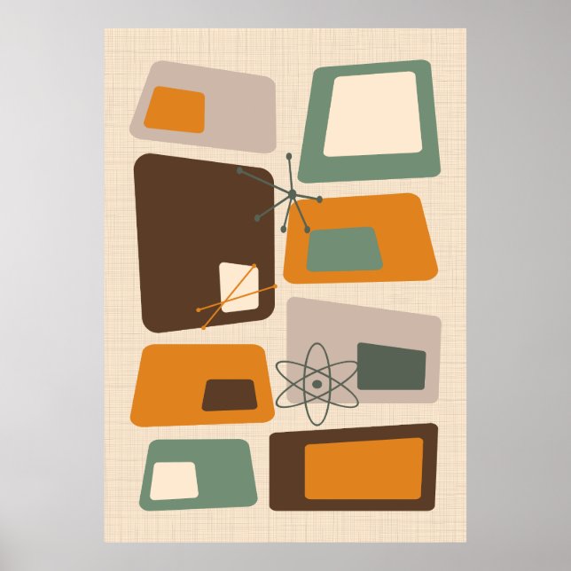 Mid Century Modern Abstract 18 Chocolate Poster (Front)