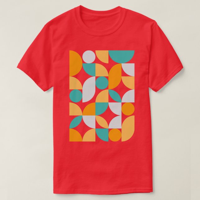 Mid Century Modern Abstract 26 Aqua Teal Orange T-Shirt (Design Front)