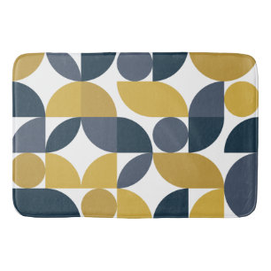 Mid Century Modern Abstract 26 Navy, Mustard Bath Mat