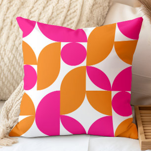 Mid Century Modern Abstract 26 Pink and Orange Cushion