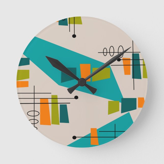 Mid-Century Modern Abstract #55 Round Clock (Front)