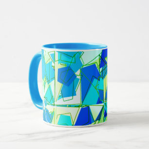 Mid-Century Modern Abstract, Aqua & Cerulean Blue  Mug