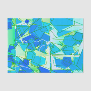 Mid-Century Modern Abstract, Aqua & Cerulean Blue Tissue Paper
