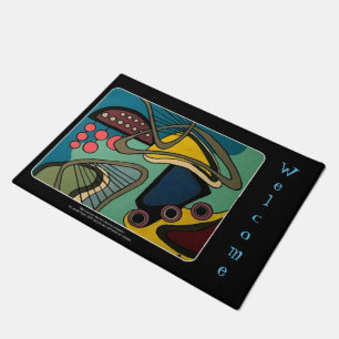 'Mid-Century Modern Abstract Aquatic' painting on Doormat