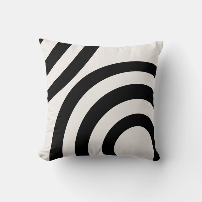 Mid Century Modern Abstract Arches Black And White Cushion (Front)