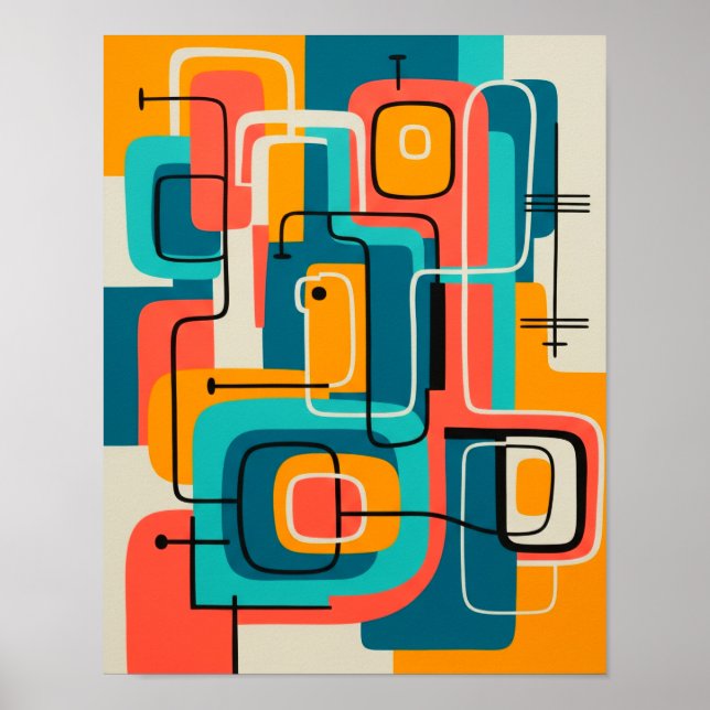 Mid Century Modern Abstract Art Poster (Front)