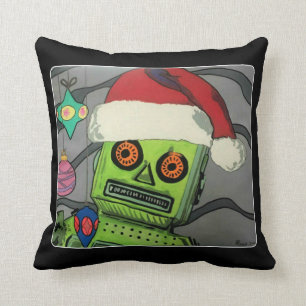 Mid-Century Modern Abstract Christmas Robot Cushion